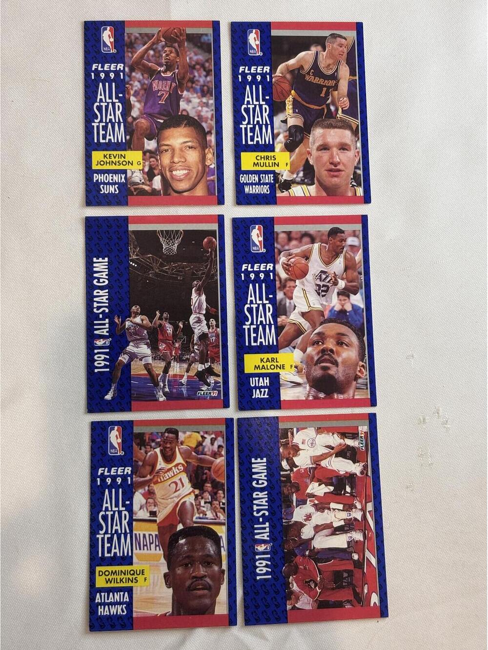1991 Fleer NBA All-Star Team Basketball Trading Cards - Set of 6